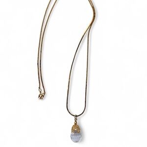 Vintage Gold Necklace with Clear Crystal Pendant